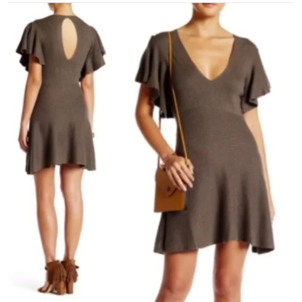 NWT Free People Jodi Sweater Dress Size M Ruffle Sleeve Knit Fit & Flare